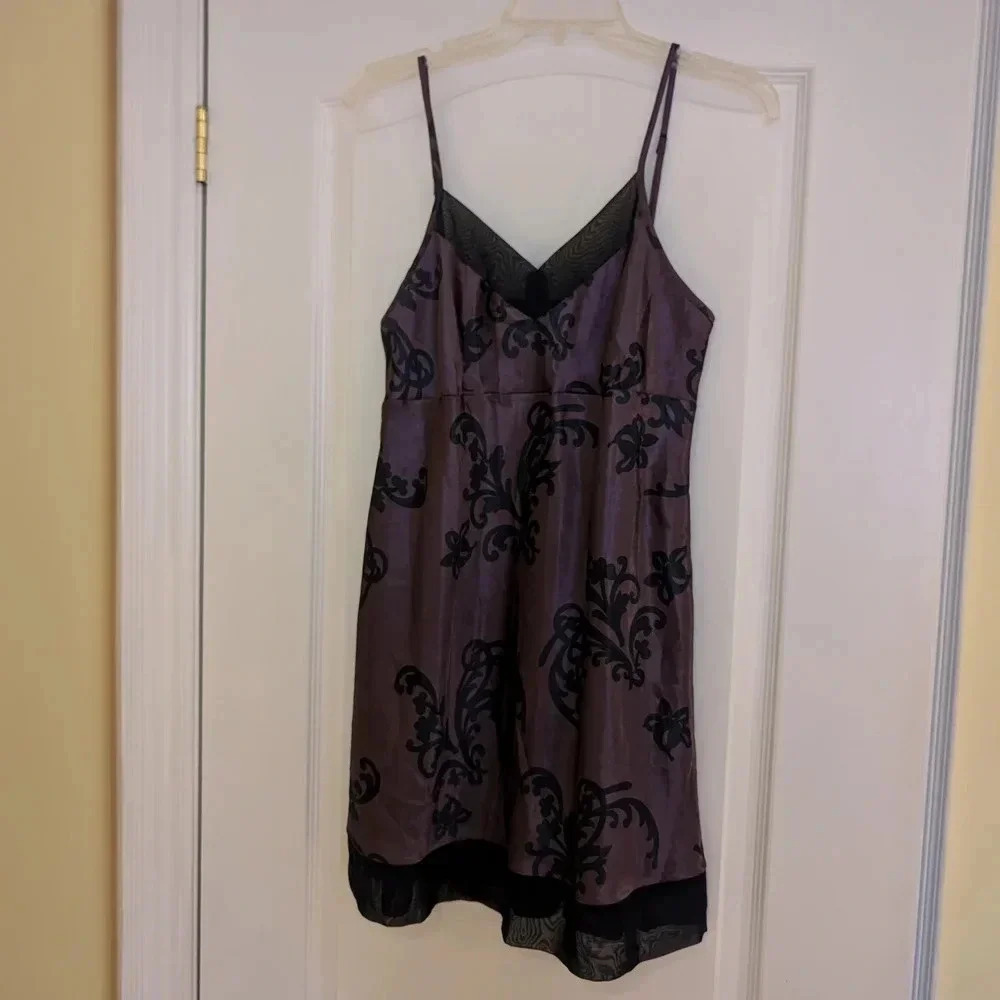 Elegant Purple and Black Lace Slip Dress